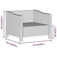 Tuinstoel met kussens poly rattan grijs - thumbnail