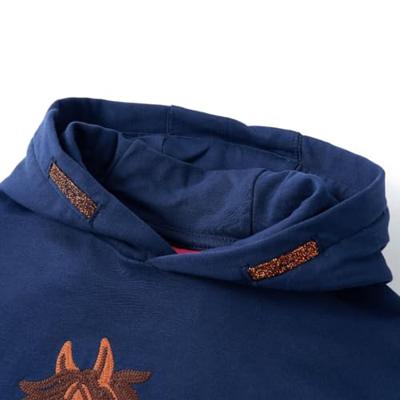 Kindertrui met capuchon paardenontwerp 128 marineblauw - thumbnail