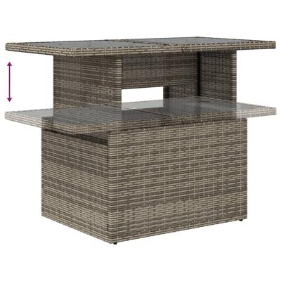 5-delige Loungeset met kussens poly rattan grijs - thumbnail