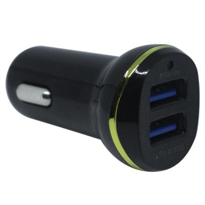 LZ-311 Round Dual USB-poorten autolader compatibel met Android en IOS (Zwart)