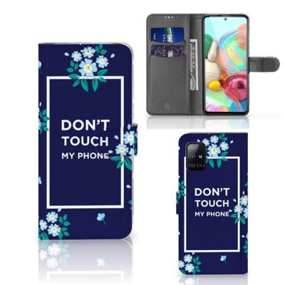Samsung Galaxy A71 Portemonnee Hoesje Flowers Blue DTMP Samsung Galaxy A71 Portemonnee Hoesje Flowers Blue DTMP