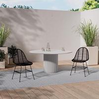 Eetkamerstoelen 2 st natuurlijk rattan zwart - thumbnail