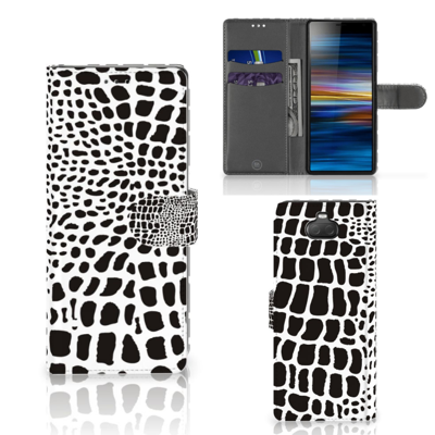 Sony Xperia 10 | Telefoonhoesje | Met pasjeshouder | Slangenprint