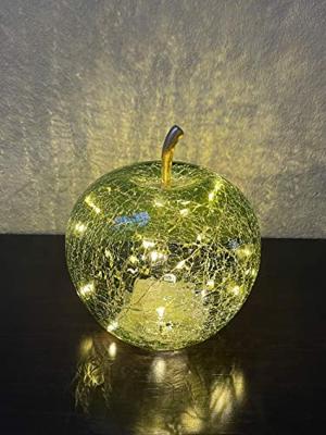 Appel met 20 LEDs en timer van glas, lichtgroen (B/H/D) 16x17x16 cm