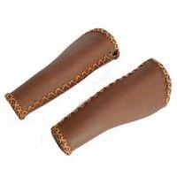 Velo ergo leather handlebar grips, 135/135mm, dark brown - thumbnail