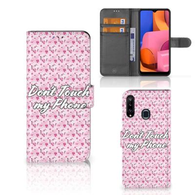 Samsung Galaxy A20s Portemonnee Hoesje Flowers Pink DTMP Samsung Galaxy A20s Portemonnee Hoesje Flowers Pink DTMP