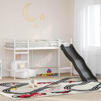 Kinder loft bedframe met glijbaan Wit en Antraciet 90 x 190 cm - thumbnail