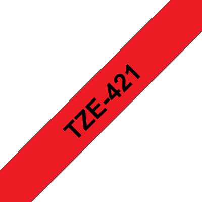 Labeltape Brother TZe, TZ TZe-421 PET Tapekleur: Rood Tekstkleur:Zwart 9 mm 8 m