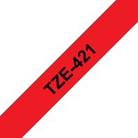 Labeltape Brother TZe, TZ TZe-421 PET Tapekleur: Rood Tekstkleur:Zwart 9 mm 8 m - thumbnail