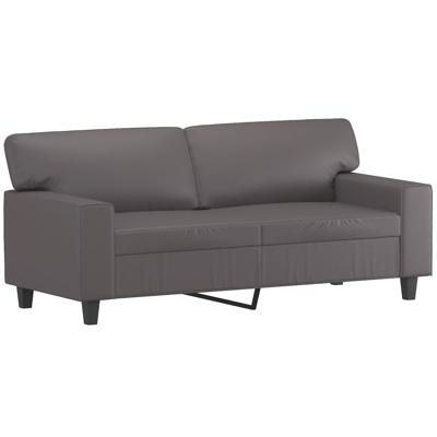 3-delige Loungeset met kussens kunstleer grijs - thumbnail