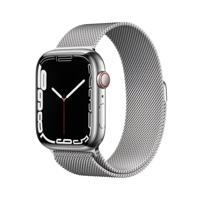 Apple Watch Series 7 (GPS + Cellular, 45mm) smartwatch - kast van zilverkleurig roestvrij staal - Zilverkleurig Milanees bandje. Conditie bijhouden, Saturatie-app en Ecg-app, waterbestendig - thumbnail