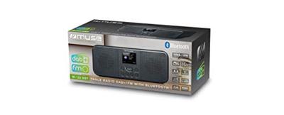 Muse M-122 DBT - DAB radio en wekkerradio met dubbel alarm (FM, DAB, DAB+, Bluetooth, AUX-ingang, hoofdtelefoonaansluiting), zwart