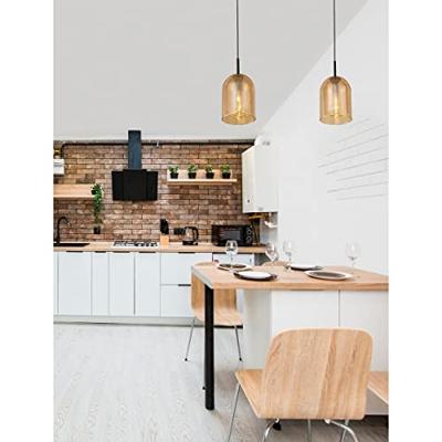 Lyora HanglampVelor enkel zwart met amber glas - 9236730 - thumbnail