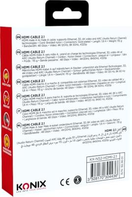 HDMI 2.1-kabel - KONIX - Nintendo Switch 2 - Compatibiliteit met 4K en 8K - Gevlochten nylon - Lengte 1,8 m - Zwart HDMI 2.1-kabel - KONIX - Nintendo Switch 2 - Compatibiliteit met 4K en 8K - Gevlochten nylon - Lengte 1,8 m - Zwart