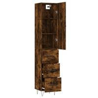 Hoge kast 34,5x34x180 cm bewerkt hout gerookt eikenkleurig - thumbnail