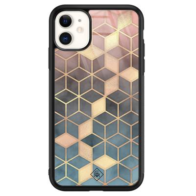 iPhone 11 glazen hardcase - Cubes art