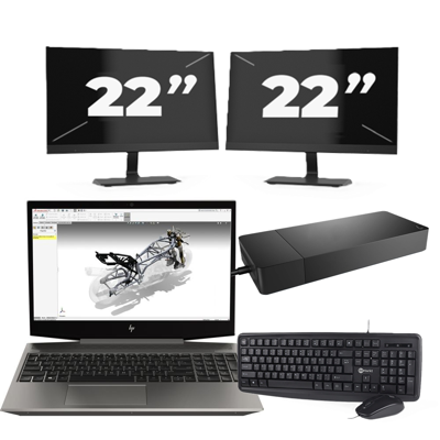 HP ZBook 15v G5 - Intel Core i7-9e Generatie - 15 inch - 16GB RAM - 256GB SSD - Windows 11 Home + 2x 22 inch Monitor