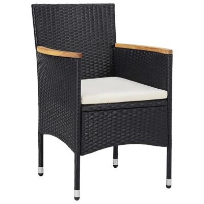 3-delige Tuinset poly rattan zwart