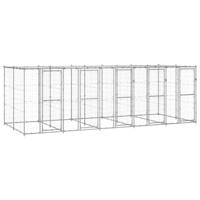Hondenkennel met dak 12,1 m² gegalvaniseerd staal - thumbnail