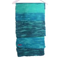 Gevilte Gestreepte Sjaal (Groen/Petrol) - thumbnail