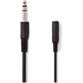 Stereo-Audiokabel | 6,35 mm Male | 6,35 mm Female | Vernikkeld | 5.00 m | Rond | Zwart