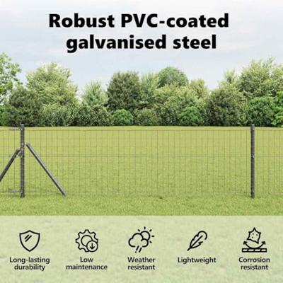 VidaXL Euro hek grijs 0,8 x 10 m pvc-gecoat ijzer