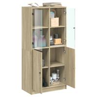 Hoge kast met deuren 68x37x142 cm bewerkt hout sonoma eiken - thumbnail