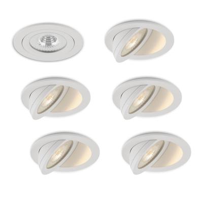 LED-inbouwspot set 6 stuks Sienna wit 5W extra warm-wit 2700K