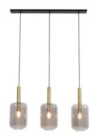 Light & Living Eettafel hanglampLekar 3x E27 - messing met smoke glas - 2946184 - thumbnail