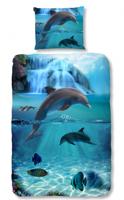 Good Morning Kinderdekbedovertrek "dolfijnen" - Blauw - (140x200/220 cm) - Katoen - thumbnail