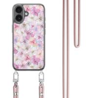iPhone 17 hoesje met rosegoud koord - Hortensia - thumbnail