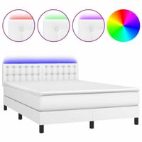 Boxspring met matras en LED kunstleer wit 140x200 cm - thumbnail