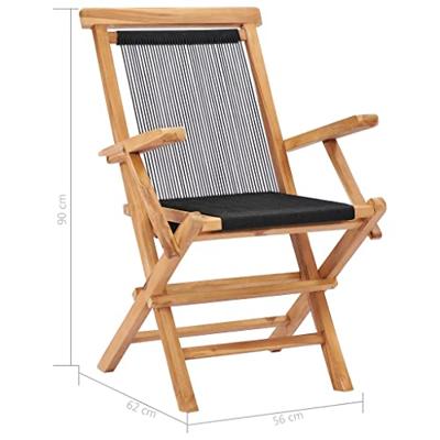 Tuinstoelen inklapbaar 2 st massief teakhout en touw Tuinstoelen inklapbaar 2 st massief teakhout en touw