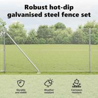 VidaXL Afrasteringspaal zilver 10 x 1 m (16 x 16 mm gaas) staal - thumbnail