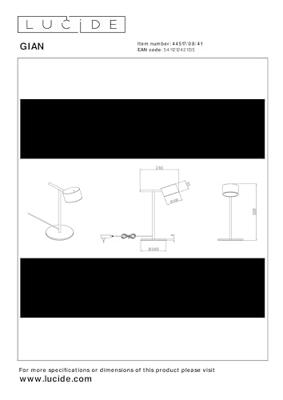 Lucide GIAN - Tafellamp - LED Dimb. - 1x9W 2700K - Taupe Lucide GIAN - Tafellamp - LED Dimb. - 1x9W 2700K - Taupe
