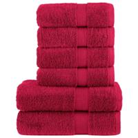 VidaXL 6-delige handdoekenset solund 600 g/m² rood - thumbnail
