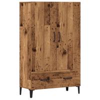 Hoge kast 70x31x115 cm bewerkt hout oud houtkleurig - thumbnail