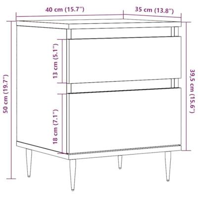 Nachtkastjes 2 st 40x35x50 cm bewerkt hout oud houtkleurig