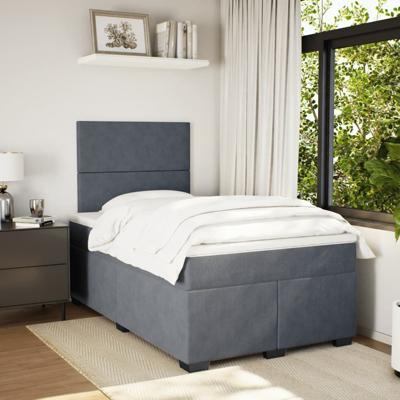 Boxspring met matras fluweel donkergrijs 120x200 cm