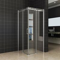 Wiesbaden Douchecabine Hoekinstap Inclusief Twee Schuifdeuren 90x90x200 cm 8 mm NANO Glas - thumbnail