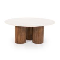 Eleonora Ronde Salontafel 'Xavi' Marmer en mangohout, 90cm - thumbnail