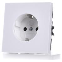 Gira F100 wandcontactdoos met randaarde en KBV zuiverwit glanzend - thumbnail