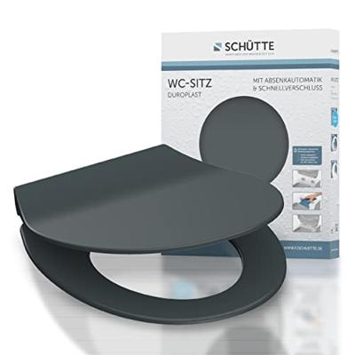 Toiletzitting Schutte Slim Anthrazit Duroplast Ultra Dun Met Soft Close En Quick Release Antraciet Schütte - thumbnail