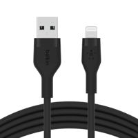 Belkin BoostCharge Flex siliconen USB Type A/Lightning-kabel (3 m), MFi-gecertificeerde laadkabel voor iPhone 14/14 Plus, 13, 12, Pro, Max, mini, SE, iPad en meer – Zwart - thumbnail