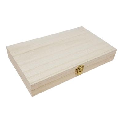 Merkloos / Sans Marque Kist rechthoek met deksel paulownia hout