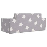 Kinderbank 2-zits met sterren zacht pluche lichtgrijs - thumbnail