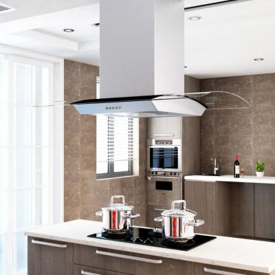VidaXL Eilandafzuigkap 756 m³/u led 90 cm roestvrij staal