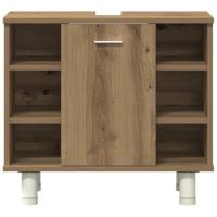 3-delige Badkamermeubelset bewerkt hout artisanaal eikenkleur - thumbnail