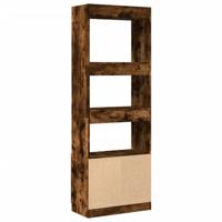 Hoge kast 92x33x180 cm bewerkt hout gerookt eikenkleurig - thumbnail