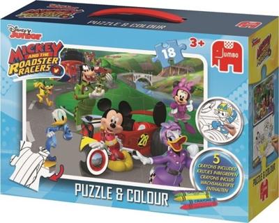 Jumbo legpuzzel/kleurplaat Disney Mickey Mouse 18 stukjes